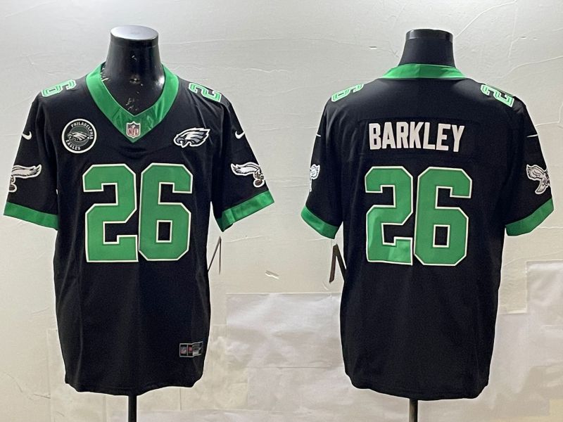 Men Philadelphia Eagles #26 Barkley Black three generations Throwback 2025 Nike Vapor Limited NFL Jersey style 6->philadelphia eagles->NFL Jersey
